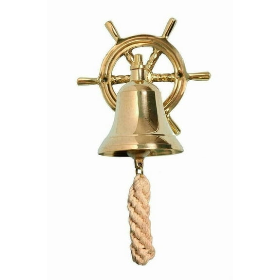 Antique Brass Ship Bell 4" Nautical Hanging Door Bell Wall Mount Decorative Vintage Gift Item