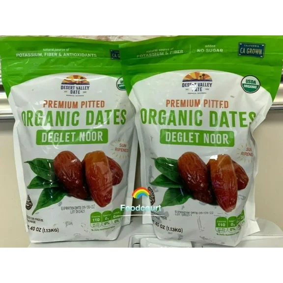 2 Packs Organic Dates Deglet Noor Dried Fruit 40 oz Each Pack