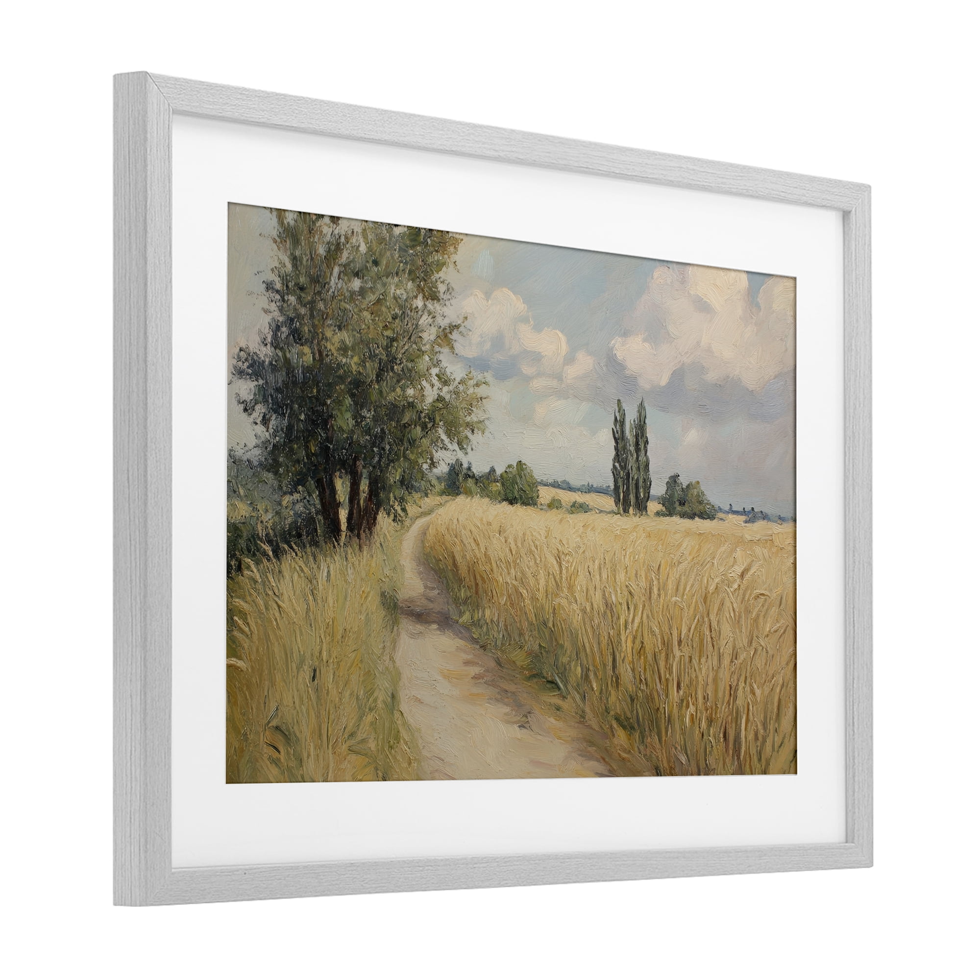 Stupell Industries Quiet Path Through Wheat Gray Framed Print Under Glass, design by Petal Prints Design