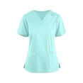 thumbnail image 3 of CareWardrobe Scrubs for Women Tops Comfort Fit Short Sleeve V-Neck Scrub Top with Pockets Casual Nursing Uniforms Blue Scrubs, 3 of 4