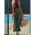 thumbnail image 5 of Women's Wide Leg Fashion Street Style Flared Trousers Pants for Summer Casual Beach Vacation Green XS, 5 of 8