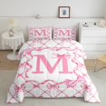 thumbnail image 2 of Manfei Kawaii Bowknot 3 Pieces Queen Comforter Set,Letter Personalized Bedding Sets,Geometric Grid Bedding Comforter Set,Ultra Soft Teens Bedroom Decor,Reversible, 2 of 8