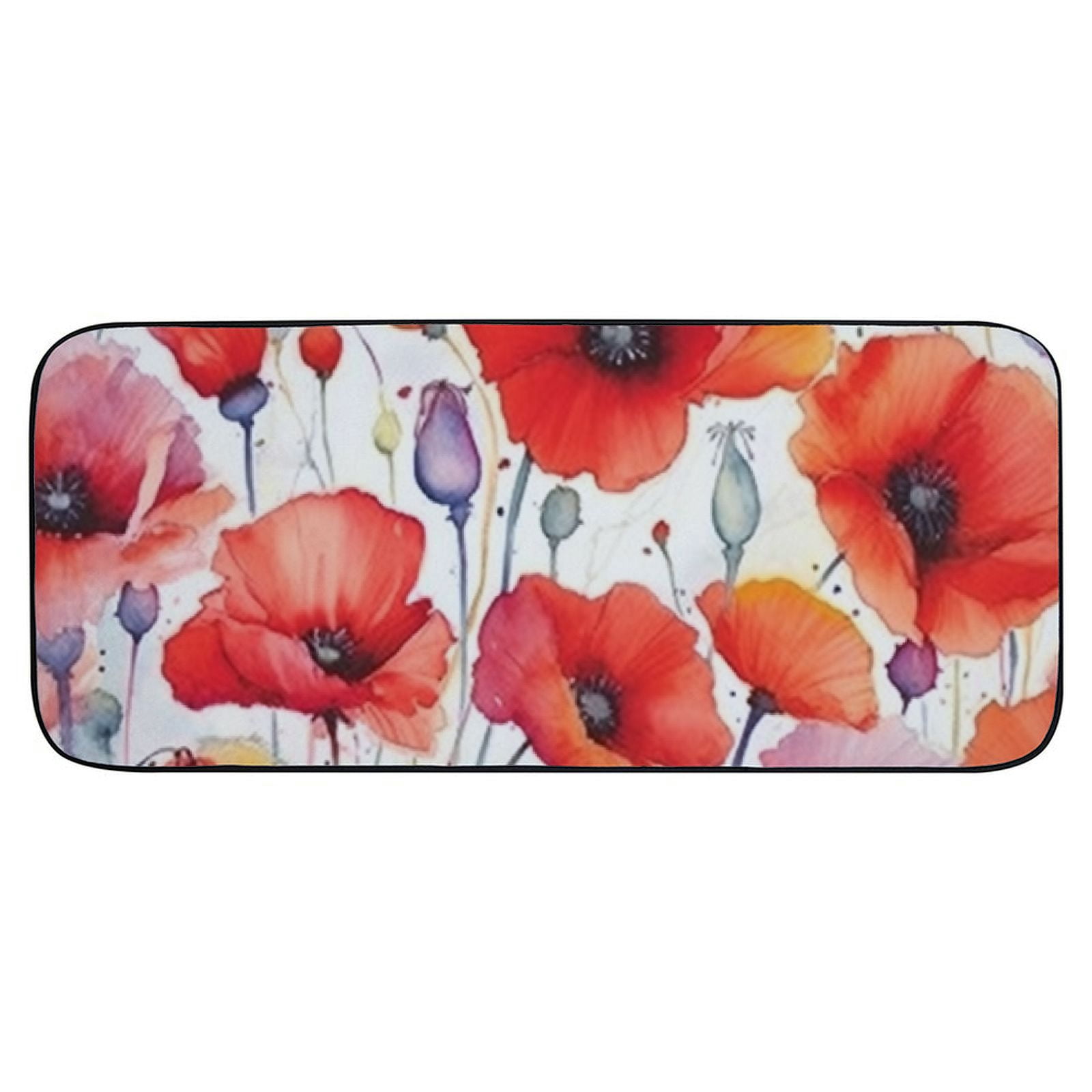 Qinduosi Doormats Watercolor Seamless Red Poppies Door Mat Entryway Doormat (Rubber Backing) Outdoors/Indoor/Bathroom/Kitchen/Bedroom/Entryway Floor Mats 19.68*47.24 in