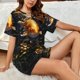 thumbnail image 4 of Fotbe Golden Koi And Treasure Conjunto de Pijama Estampado para Mujer, 2 Piezas, Ropa de Dormir con Camiseta de Manga Corta y Shorts Suaves-X-Large, 4 of 6