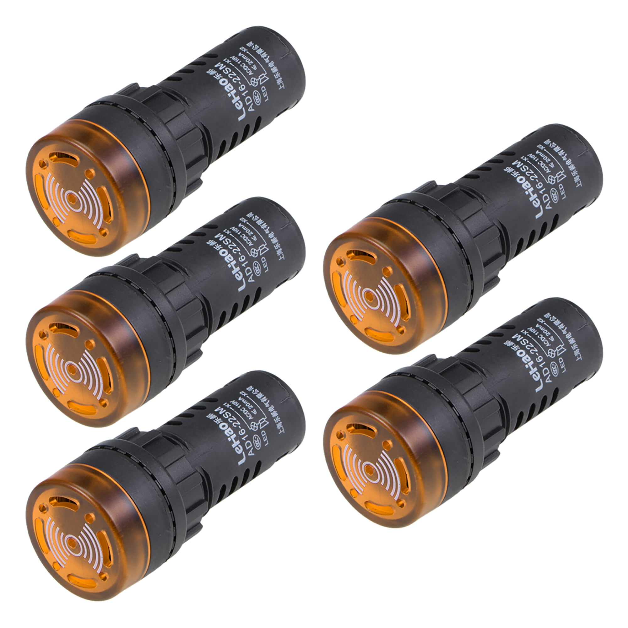 AC/DC 110V Indicator Light with Buzzer Yellow Flashing Alarm 22mm Panel