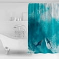 thumbnail image 4 of 54x78 Inch Shower Curtain Decorative Teal Blue Ocean Shark Bathtub Bath Curtains Fabric Waterproof Bathroom Decor Coastal Wave Summer Beach Small Stall Shower Curtain Set with 12 Hooks, 4 of 6