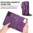 thumbnail image 5 of For Samsung Galaxy A54 5G Crossbody Wallet Phone Case,Magnetic Detachable Flip,With Shoulder Strap&Wrist Strap,Zipper Pocket,Card&Cash Slots,PU Leather Shockproof Rugged Phone Case,Purple, 5 of 9