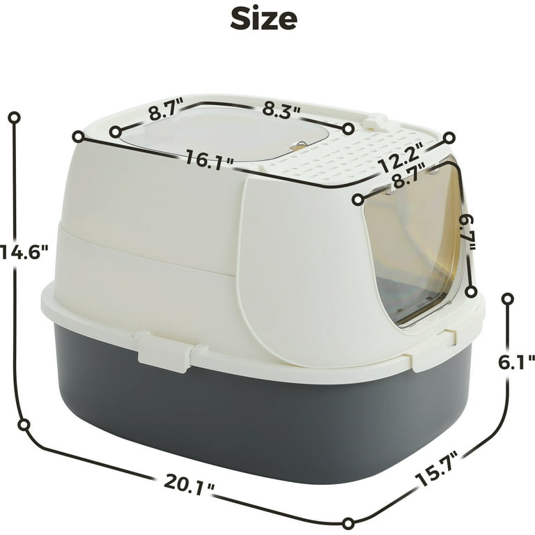 PAWZ Road 2-Doors Enclosed Cat Litter Box Large with Easy-Lift lid