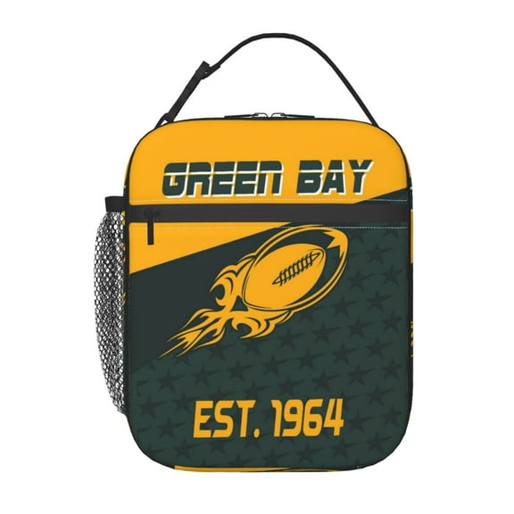 Green Bay Insulated Lunch Bag Lunchbox For Women Men, Portable Leakproof Cute Tote Cooler Meal Bag, Reusable Lunch Container For Work/Office/Picnic/Travel