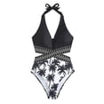 thumbnail image 2 of Family Matching Swimsuits Floral Mommy and Me Tummy Control Bikini Set Dad Son Swim Trunks Swimwear, 2 of 7