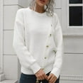 thumbnail image 4 of LEBONYARD Sweaters for Women,Women's Long Sleeve Knit Crewneck Casual Deals,Women's Design Button Sweater Women's Loose and Winter Long Sleeve Knit Sweater White L, 4 of 7