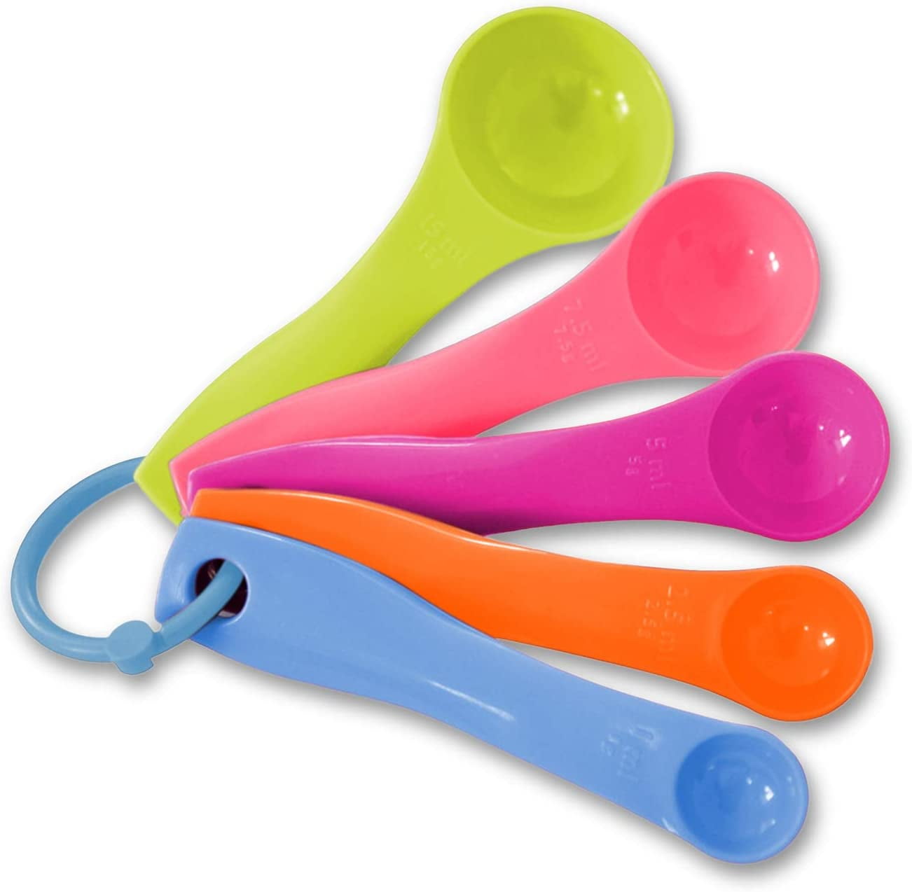 Colorful Stackable Plastic Measuring Spoons for Cooking, Baking and