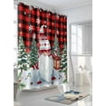 thumbnail image 3 of Christmas Gnomes Shower Curtain Set, Waterproof Shower Curtains for Bathroom, Red Black Plaid Xmas Tree Snowflake Washable Fabric Cloth Bath Curtain for Bathtub Decoration with Hooks 72x78 Inches, 3 of 6