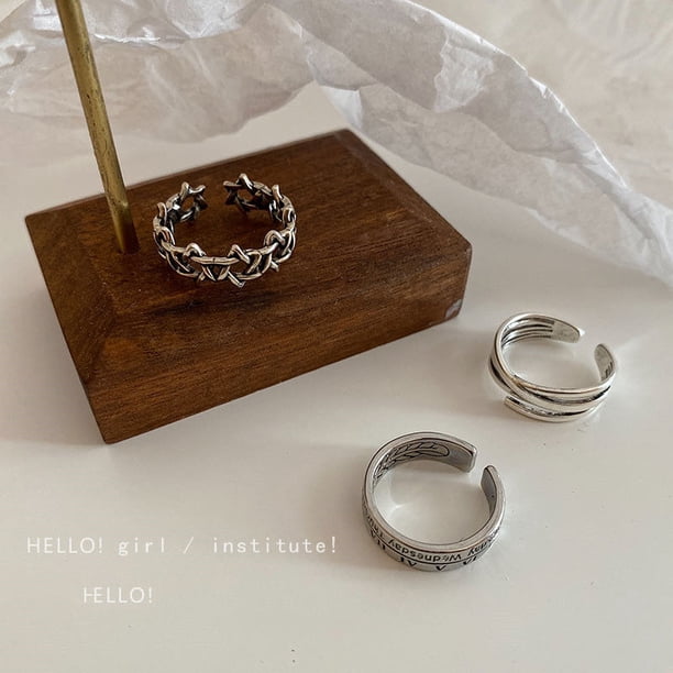 3 Unids/Set Conjunto De Anillos Creativos Coreanos Para Mujeres Niña Retro Hip-hop Índice Dedo Accesorios De Joyería