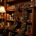 thumbnail image 5 of Aurorax Indoor Christmas Wreath Decorations,Christmas Garland 6ft Farmhouse Berries Garland for Mantel Wall, 5 of 6
