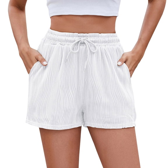 Seductiva Shorts for Women Women's 2025 Spring and Summer New Women's Solid Color Drawstring Pocket Fashion Casual Shorts Ready Made Shorts Summer Shorts for Women