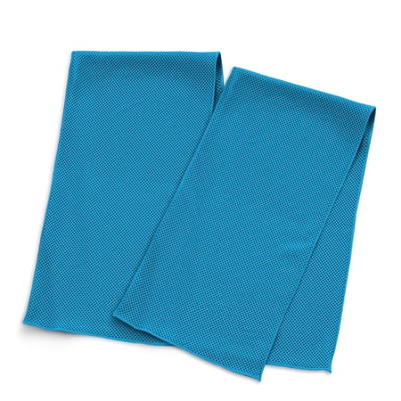 WIRESTER Set 2 of Polyester Fiber Cooling Towel Fast Drying Multi- Purpose 12 inch x 38 inch for Sports Gym Yoga Fitness Workout Running Travel Camping - Light Blue