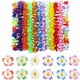 thumbnail image 1 of 24 Piezas Collares Tropicales Hawaianos, Collar de Flores Hawaianas, Collar Hawaiano, Juego de 12 Collares de Flores con 12 Pasadores de Flores de Plumeria, para Playa de Verano, Decoraciones de, 1 of 5