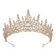 thumbnail image 1 of PENGXIANG Tiara Queen Crown Shiny Rhinestone Decor Symmetric Bride Princess Style Stainless Anti-slip Stainless High-end Luxurious Prom Banquet Party Photo Prop Crown, 1 of 10