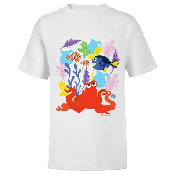 Disney PIXAR Finding Dory Nemo, Marlin & Hank - Short Sleeve T-Shirt for Kids - Customized-White