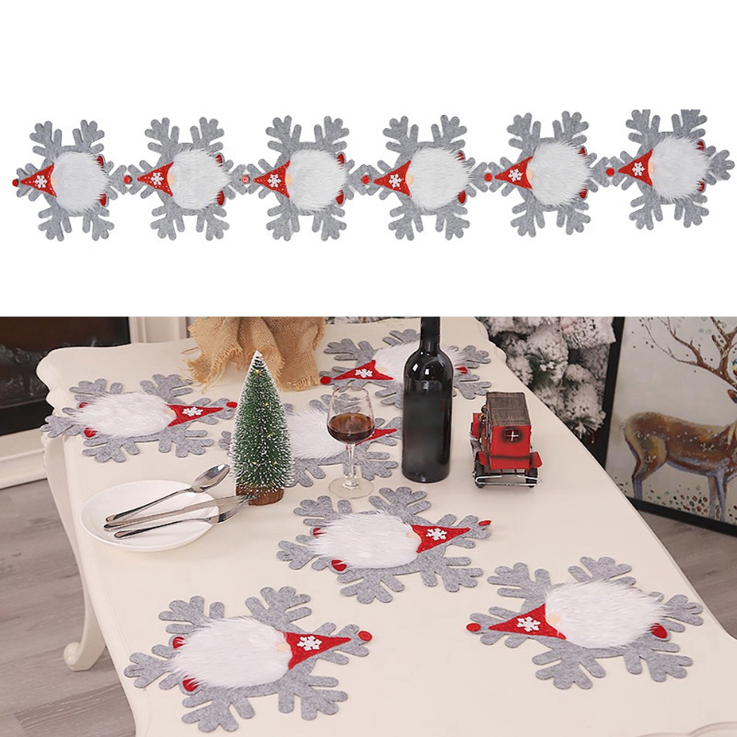 6PCS Christmas Table Placemats Gnome Snowflake Xmas Table Mats Xmas Table Decor Walmart Canada
