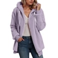 thumbnail image 2 of adviicd Women's Sherpa Fleece Hooded Jacket Zip Up Fuzzy Sweatshirts Fall Winter Warm Soft Cozy Clothes (Light Purple, 4XL), 2 of 6