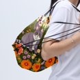 2Pcs Drawstring Backpack, Cats Flowers Butterflies Gym Sports Bags