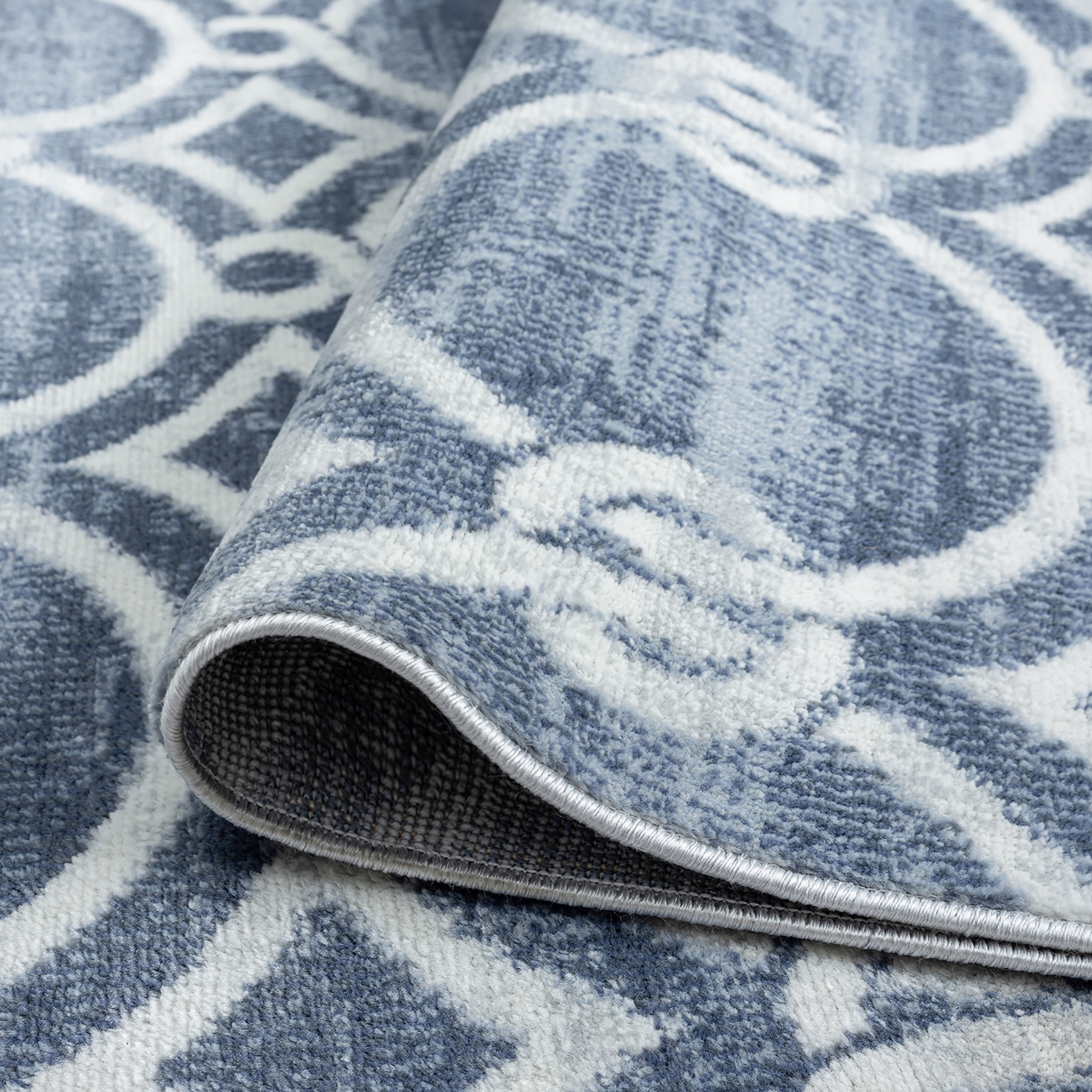 Allure Transitional 8' x 10' Navy and Cream Polypropylene Indoor Area Rug