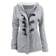 thumbnail image 3 of IROINNID Fleece Jacket for Women Winter Thermal Plush Warm Button Thicken Jacket Long Sleeve Hooded Outwear Coat with Pocket,Gray, 3 of 7