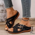 thumbnail image 6 of Women's Orthopedic Adjustable Strap Sandals Comfort Soft Sole Fashion Flat Womens Sandals with Arch Support Black 7.5(40), 6 of 9
