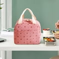 thumbnail image 2 of Corduroy Insulated Lunch Bag, Portable Waterproof Handheld Bento Bag, Cute Floral Lunch Tote for Office Workers and Daily Picnic Use, 2 of 6