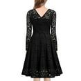 thumbnail image 2 of Women Floral Lace V Neck Formal Dress Swing Cocktail Party Midi Wedding Guest, 2 of 11