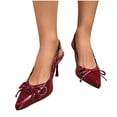 thumbnail image 6 of HomeDM Women's Kitten Heels Closed Pointy Toe Slingback Slip On Slides Elegant Wedding Dress Pumps Shoes, Wine Size 8.5, 6 of 9