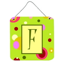 Letter F Monogram - Lime Green Wall or Door Hanging Prints