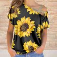 thumbnail image 2 of Blusa de manga corta con hombros descubiertos y estampado de flores para mujer Pompotops  hfajkhk128737, 2 of 8