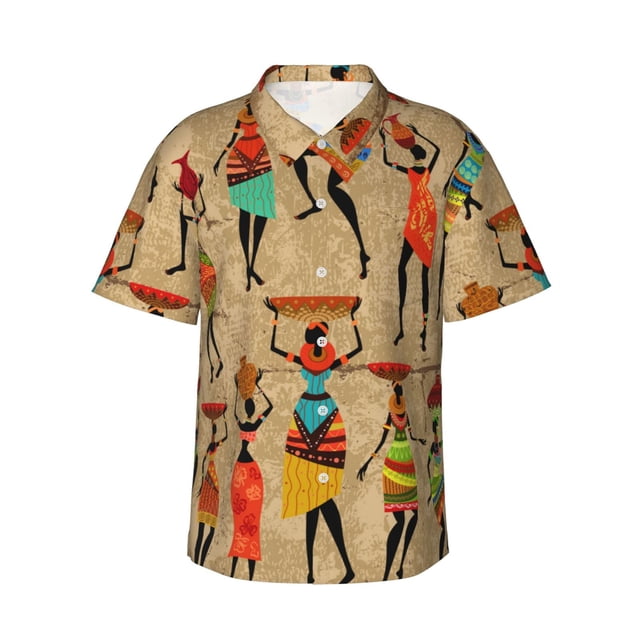Balery Dancing African Women Camisas hawaianas de manga corta para hombre, camisas playeras de corte holgado, camisas de vacaciones con botones,XX-Large