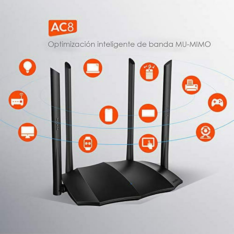  Tenda AC1200 Smart WiFi Router, High Speed Dual Band Wireless  Internet Router with Smart APP, 4 x 100 Mbps Fast Ethernet Ports, Supports  Guest WiFi, Access Point Mode, IPv6 and Parental