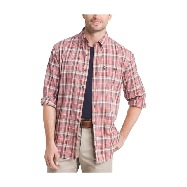 GH Bass & Co. Madawaska Trail - Camiseta con botones para hombre, color rojo, mediano