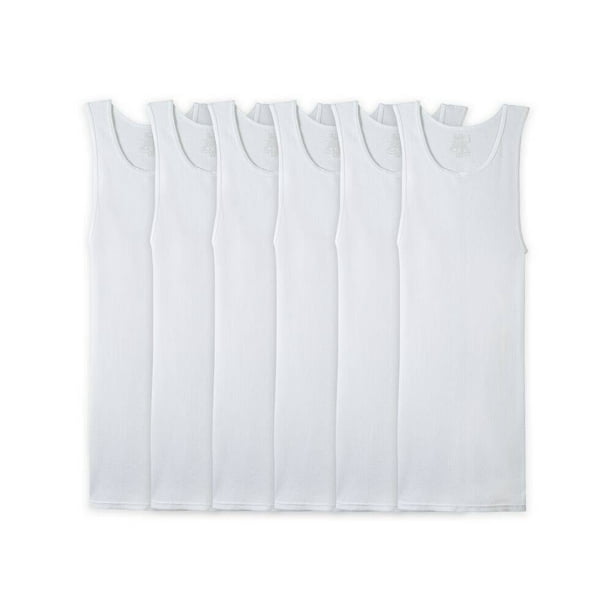 Camiseta Atlética Interior Fruit Of The Loom para Hombre Sin Mangas Blanca 6 Piezas Talla M