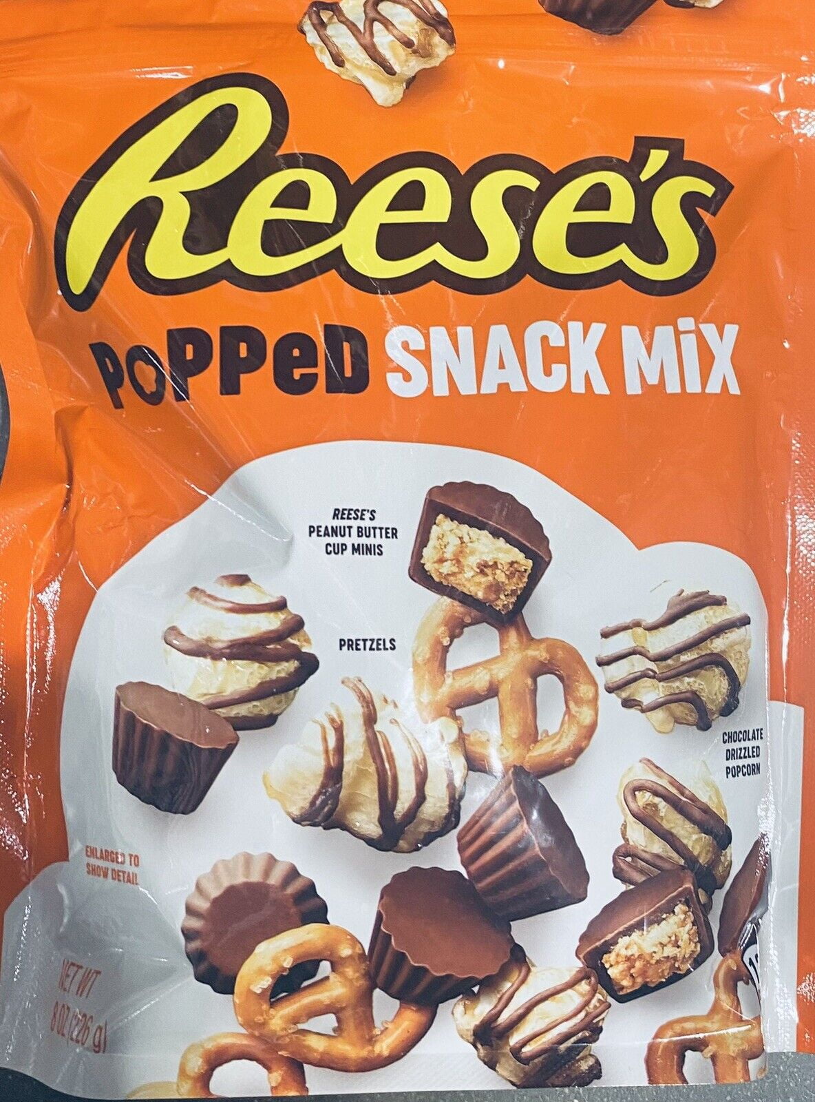 2x Reese's Popped Snack Mix Peanut Butter Cups Pretzels Popcorn 8 Oz - 2 PACK