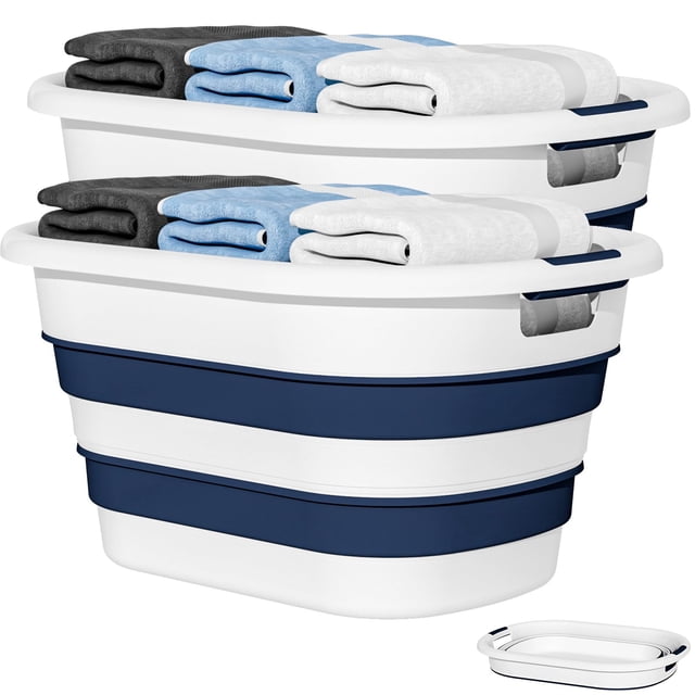 Set de 2 Cestos para Ropa OOAMBB Plegables de 43L Azul