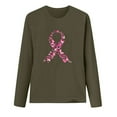 thumbnail image 3 of Royisotas Fall Plus Size Tops for Women Long Sleeve Breast Cancer Awareness Day Casual Army Green Shirts Crew Neck Loose Fit Womens T Shirts, 3 of 3