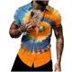 thumbnail image 2 of Ceisia Men's Slim-Fit Blue-Orange Spiral Tie-Dye Short Sleeve Button-Down Shirt Dark Blue XXL Gifts, 2 of 6