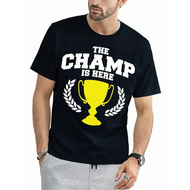 Le Champ Est Là T-Shirt à Manches Courtes Col Rond Sans Col Coupe Classique Noir - Taille Petite pour Hommes