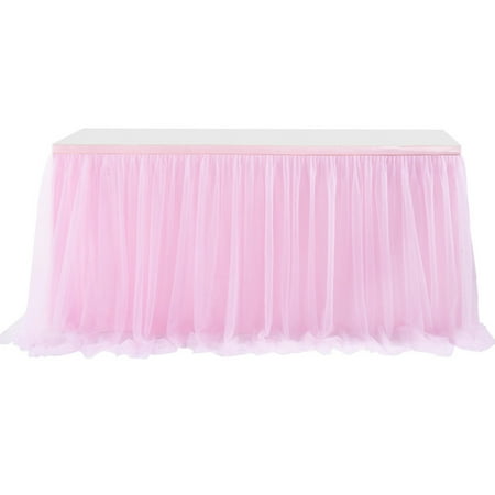 

Tulle Table Skirt for Rectangle or Round Tables Tutu Table Skirt White Ruffle Table Cloth for Wedding Bridal Shower Baptism Birthday Party Christening Banquet Table Decorations