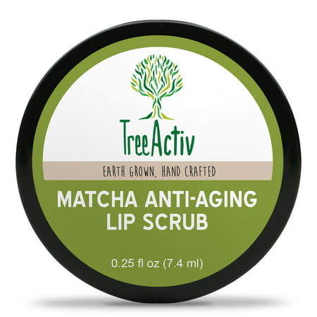 TreeActiv Matcha Anti-Aging Lip Scrub, Coconut & Castor (Best Way To Heal Dry Lips)