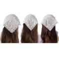 thumbnail image 1 of Diadema con pañuelo triangular de encaje de flores para mujer, bufanda hueca dulce y femenina, 1 of 6