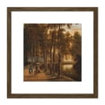 thumbnail image 1 of Hackaert Avenue Birches Trees Landscape Painting 8X8 Inch Square Wooden Framed Wall Art Print Picture with Mount, 1 of 4