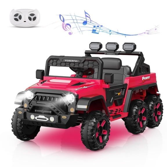 TROPOW Kids Cars Electric Ride On,4WD Switchable Electric Car for Kids Ages 3 , Kids Electric Vehicles Battery Powered Toy Car,Christmas Gifts for Kids,Rose Red
