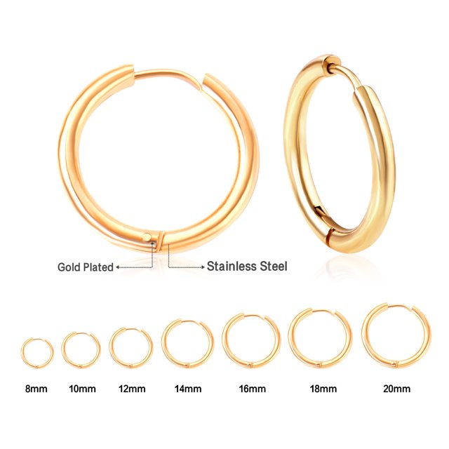 LUXUSTEEL-pendientes redondos de acero inoxidable para hombre y mujer, aros de Color dorado y plateado, no se decolora, joyería masculina, 2 piezas